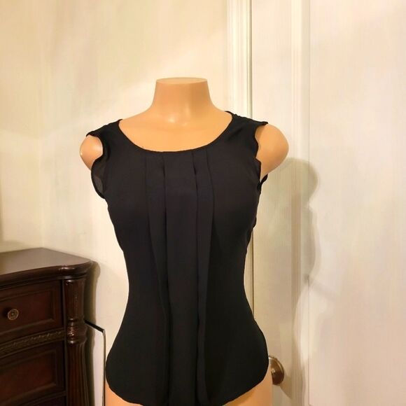 ANNE TAYLOR LOFT BLACK PETITES SHIRT - Picture 1 of 10